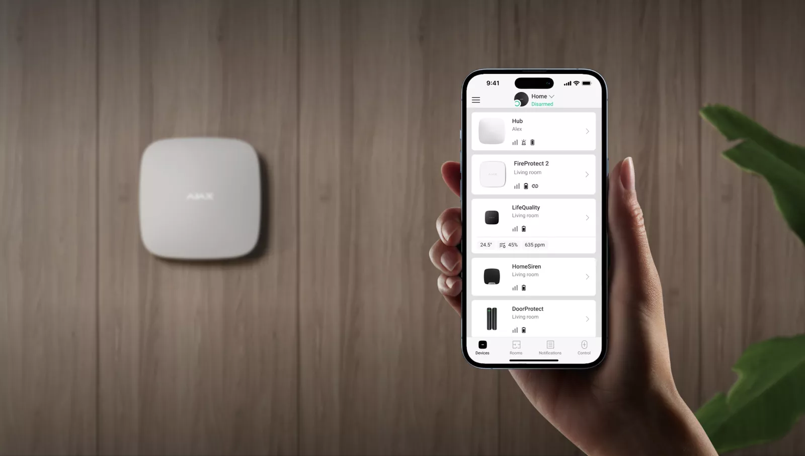 Ajax alarm app control